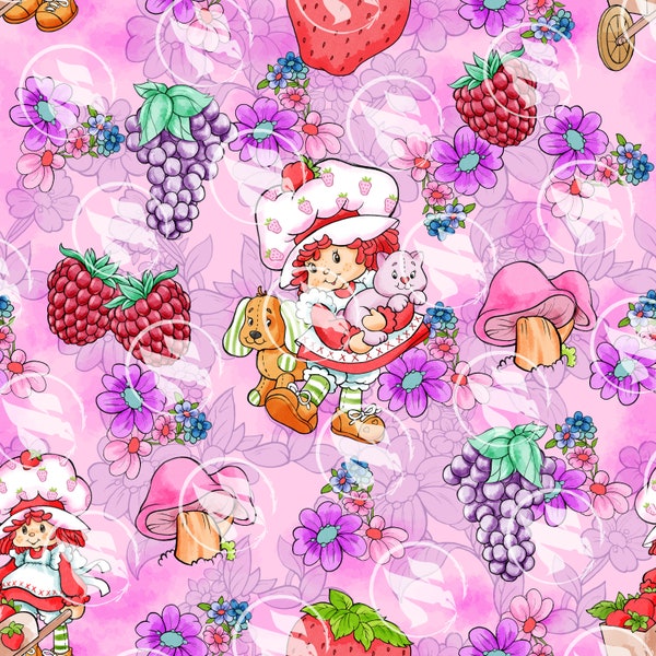 Strawberry Sublimation File, Cute Sublimation File, Fruits Digital Paper, 80's Seamless, TVtoon Seamless Pattern