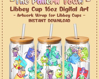 Monster Worker Company (No Ai) 16oz Libbey Glass Can Wrap PNG 300 DPI – Sublimation Tumbler Design Digital Download