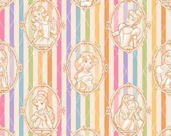 Princesses Pastel Stripes (No AI) Seamless Pattern 15" x 15" 300 DPI – Digital Paper for Sublimation, Fabric & Scrapbooking