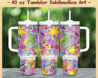 Zauberhaftes Haar Prinzessin Kunst (Kein AI) 40oz Becherfolie PNG 300 DPI – Sublimationsdesign Digitale Datei