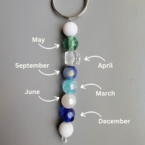 Motherhood Journey Birthstone Beaded Keychain