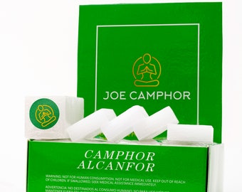 100% Natural Camphor Block/Tablet | (8oz & 16oz 32/64 Tablets ) for Aromatherapy, Odor Eliminator Alcanfor, Kapur, Puja