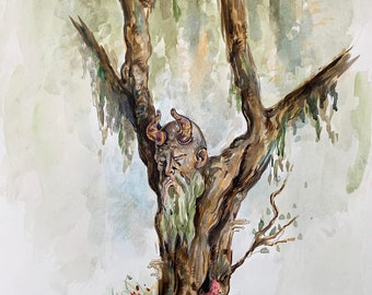Mimir Giclee Art Print | Pagan Art | Watercolor painting | Witch Art | Cottagecore | Pagan Decor | Norse Mythology Art | Alter Decor
