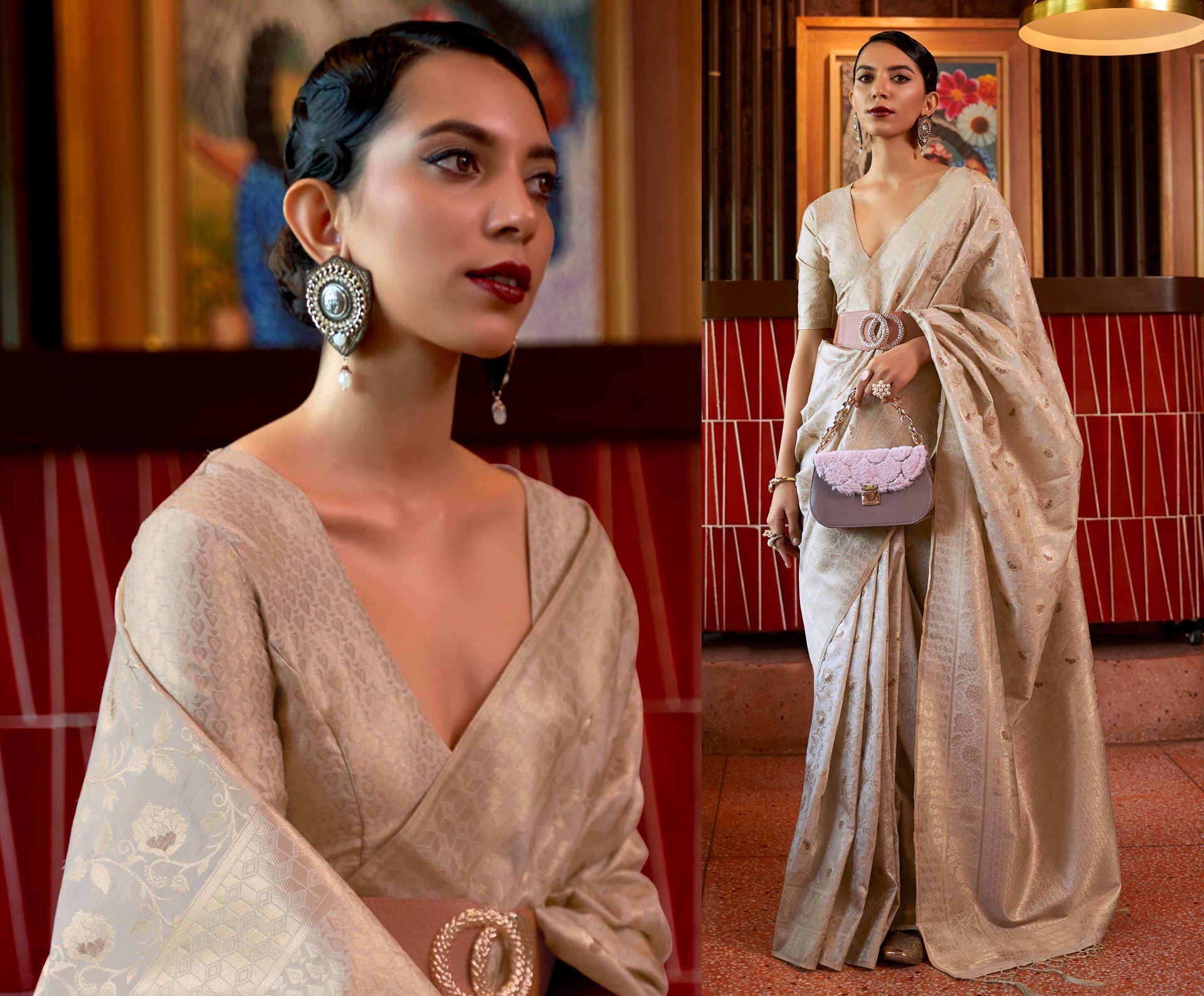 Jewellery for grey saree store