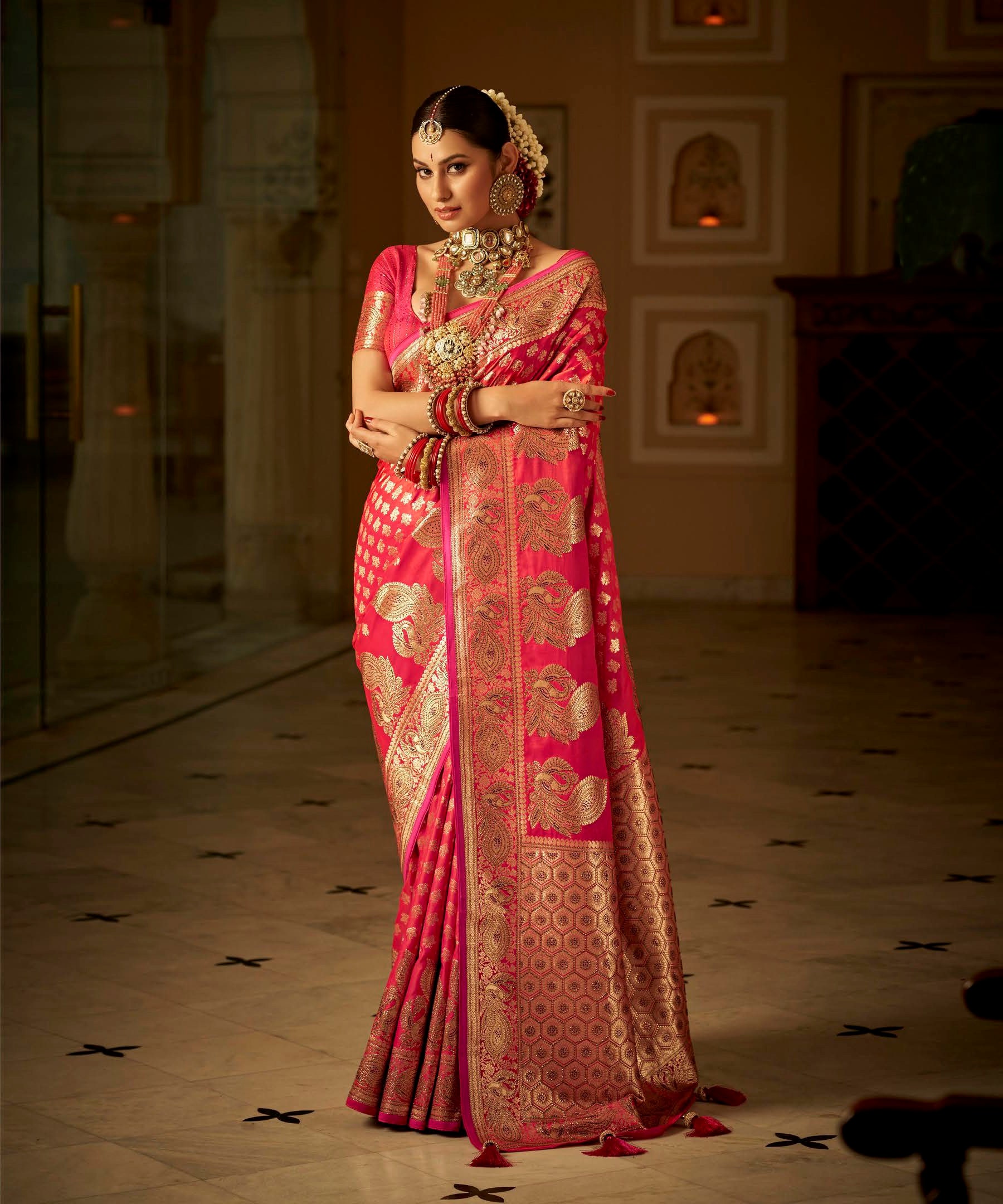 Mauve Dark Pink Banarasi Silk Saree With Modern Animal Motif Border and  Heavy Banarasi Silk Pallu Premium Sarees by TST - Etsy