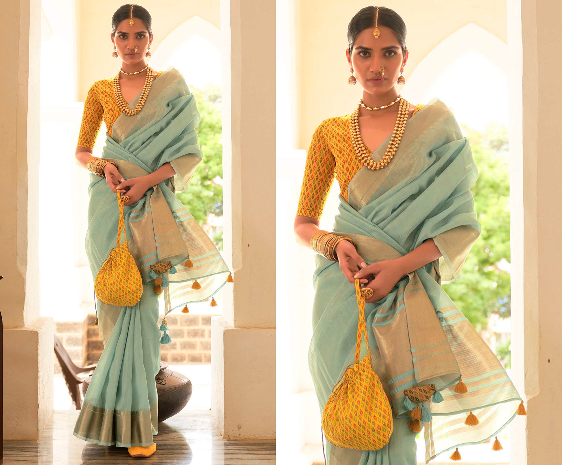 wholesale cheapest Pastel Blue Color Indian Designer Linen Linen Flower  Saree with Linen Beautiful saree Blouse Saree 