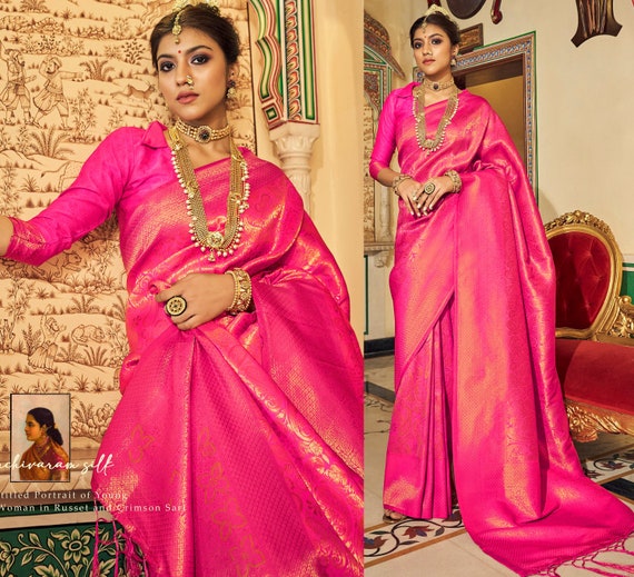 Blush Pink Soft Kanjivaram Brocade Silk Saree With Zari Weaving | The Silk  Trend