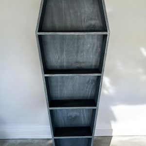 5 Foot Coffin Bookshelf, Handmade Goth Home Decor