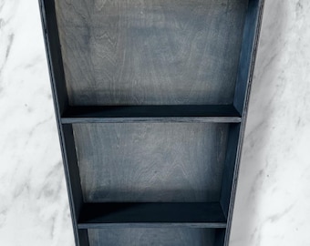 5 Foot Coffin Bookshelf, Handmade Goth Home Decor