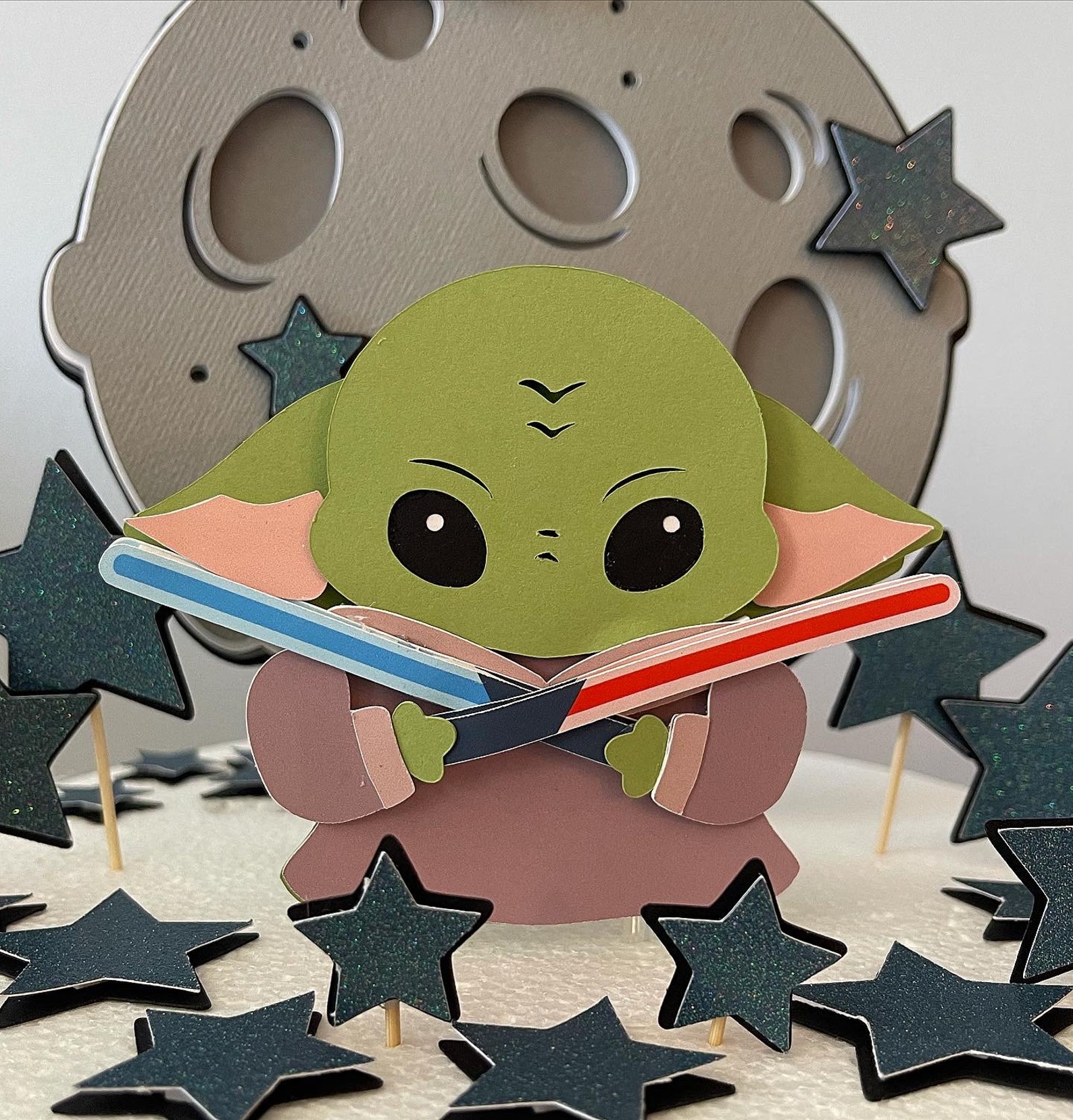 Baby Yoda Cake Topper Baby Yoda Party Decoration Star Wars Etsy