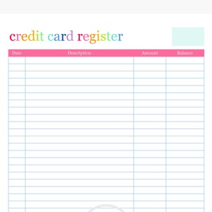 Credit Card Log - Etsy