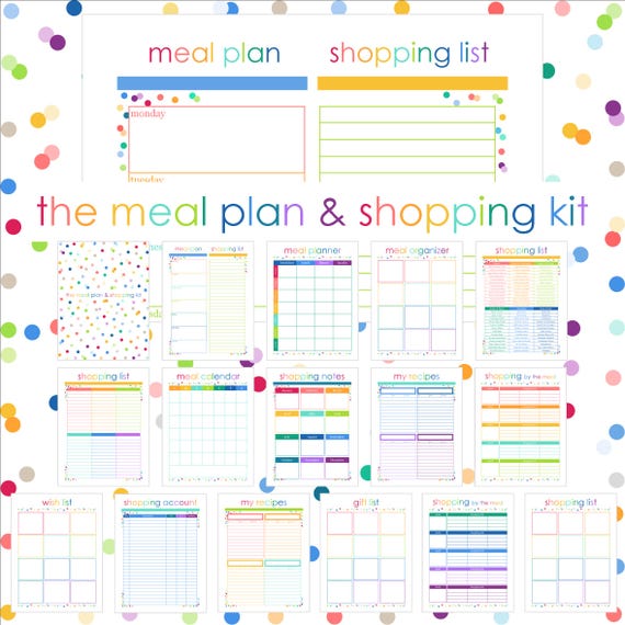 MEAL PLANNER Printable Digital Half Letter iPad Goodnotes Samsung Pages Grocery Shopping List Recipe Weekly Dinner Family Menu Planning