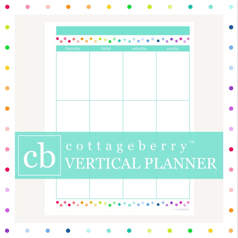 WEEKLY PLANNER Printable Happy Vertical Layout Calendar Appointment ...
