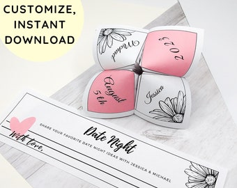 Cootie catcher template for wedding, DIY wedding menu template, Creative wedding ideas, Rehearsal dinner menu, Printable cootie catcher