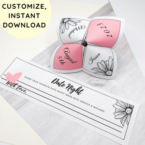 Cootie catcher template for wedding, DIY wedding menu template, Creative wedding ideas, Rehearsal dinner menu, Printable cootie catcher