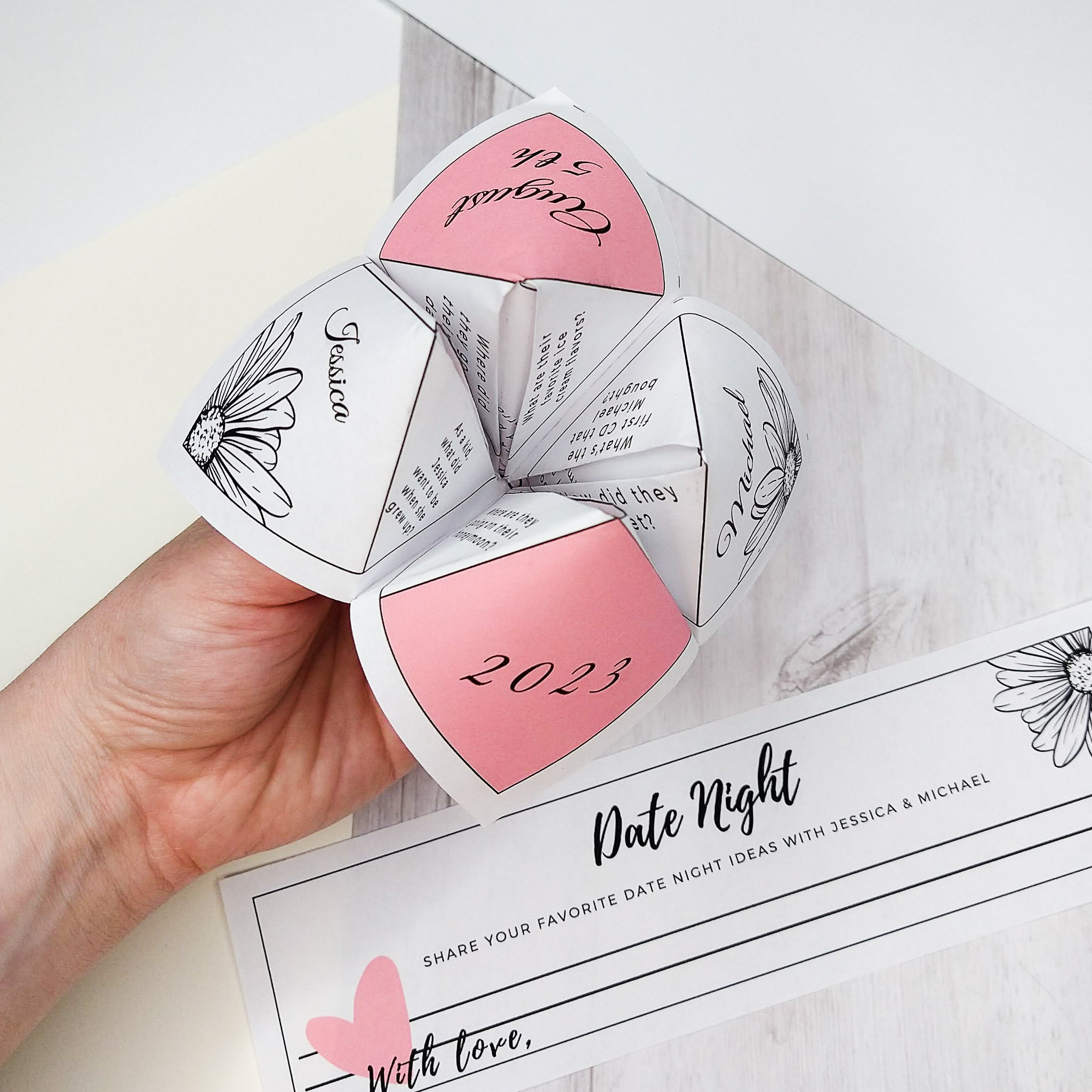 Sunflower Cootie Catcher Template for Wedding, Editable Cootie Catcher ...