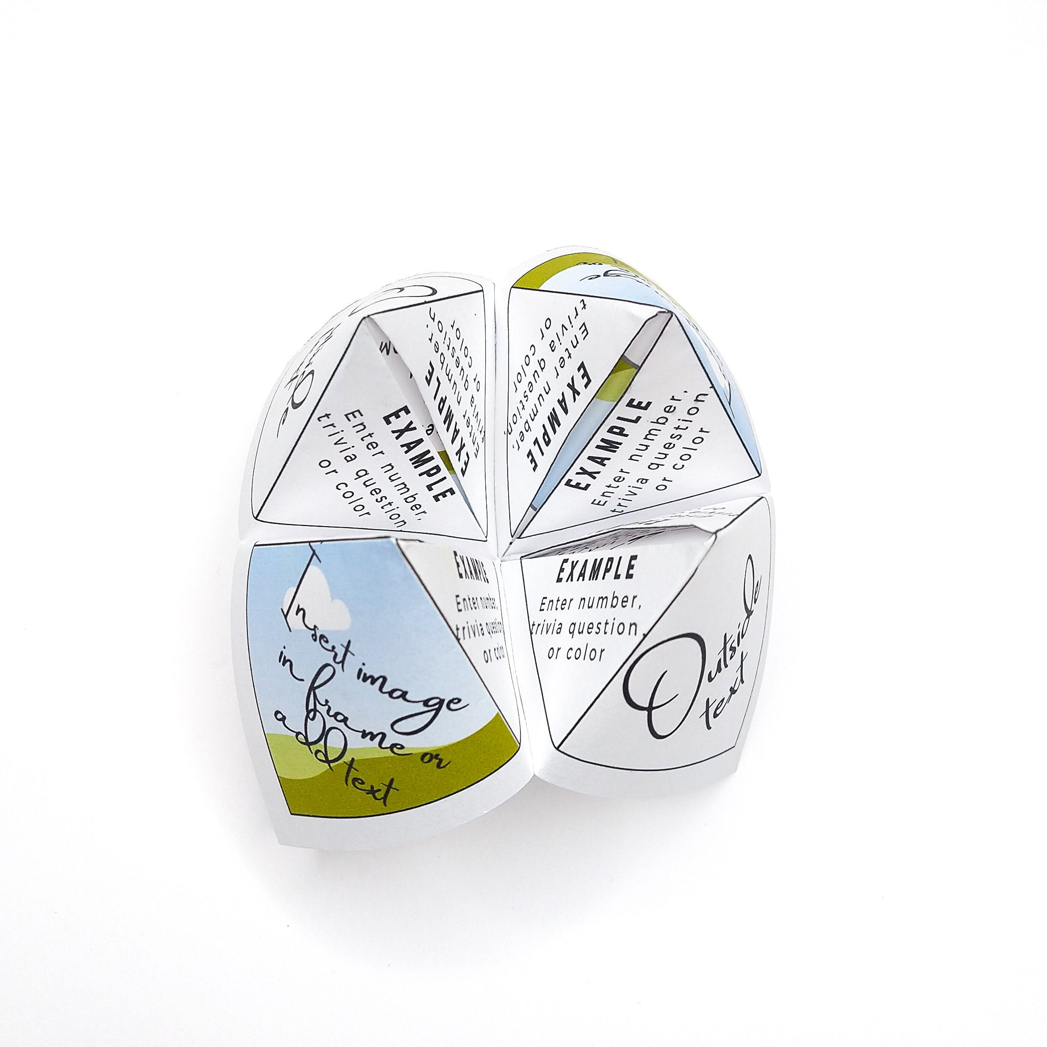 Blank Cootie Catcher Template, Editable Cootie Catcher, Printable
