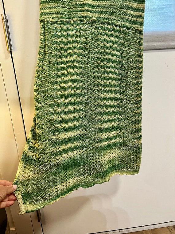 Emerald Green 1970s Crochet Dress - image 3