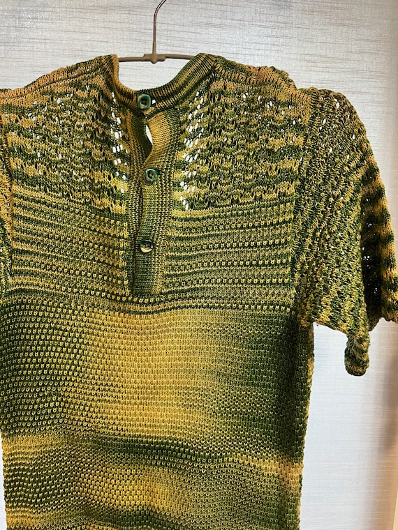 Emerald Green 1970s Crochet Dress - image 4