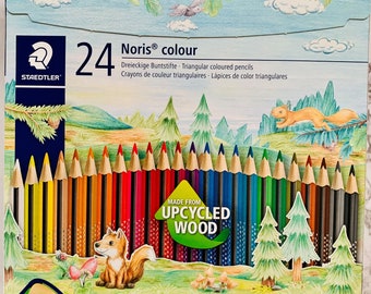 Staedtler Noris Colour Pencils - 24 Triangular Upcycled Wood Art Pencils