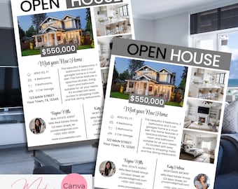 Real Estate Open House Flyer Template: Co-branded Design (Canva)