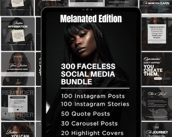 Melantated Social Media Canva Template| Instagram Posts Stories Quotes Carousels (PLR & MRR Digital Product)