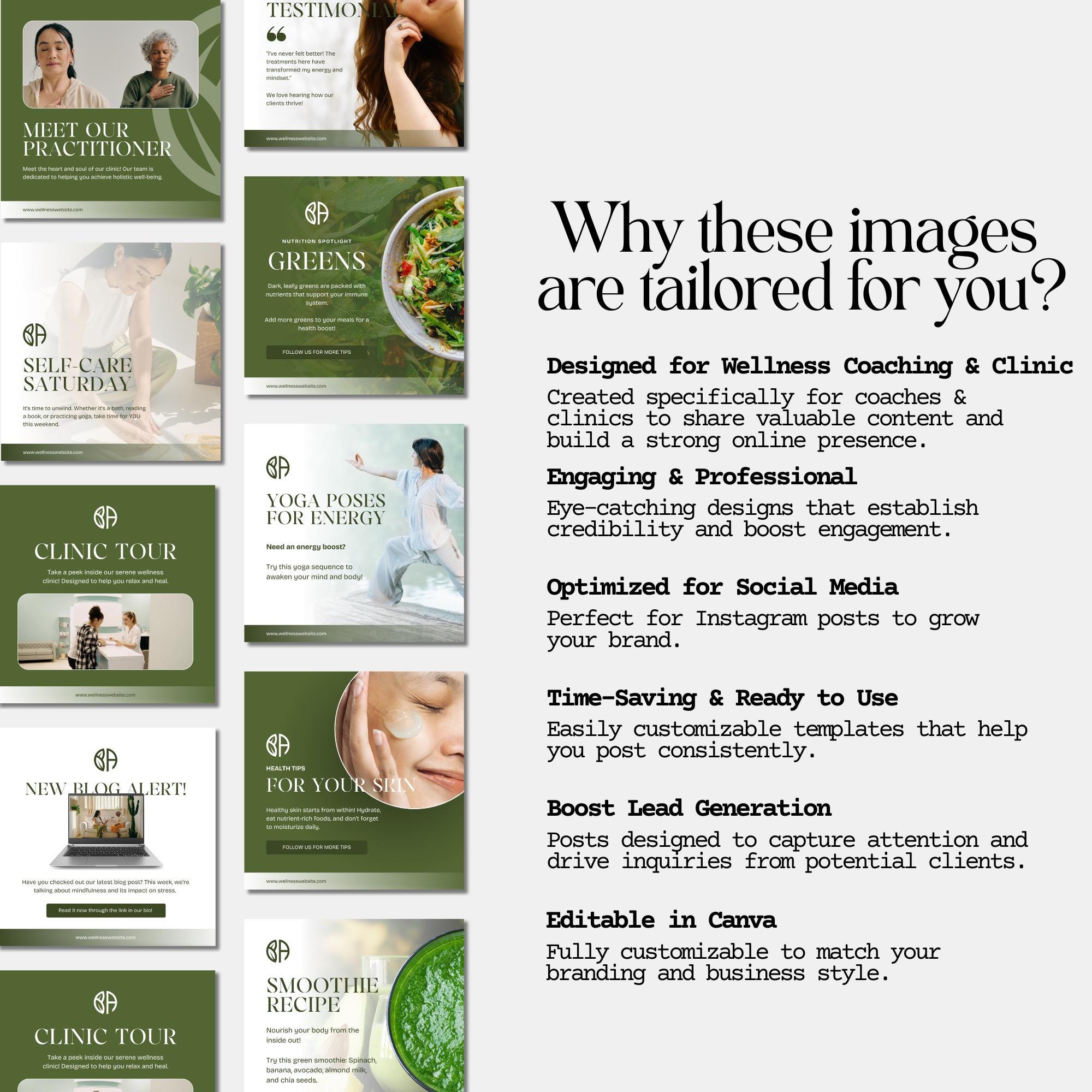 Wellness Social Media Templates Social Media Posts Holistic Coach ...