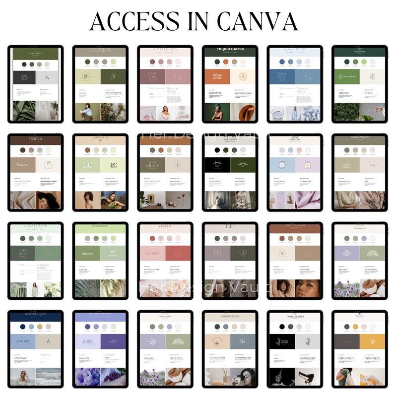 Brand Board Canva Template Business Branding Kit Template Editable Brand Board Bundle Logo & Color Palette Set PLR MRR Brand Identity Kit