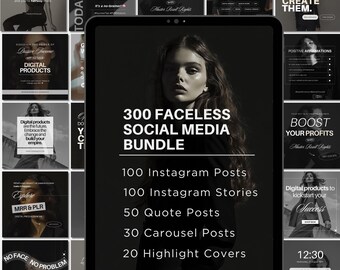 Faceless Social Media Canva Template| Instagram Posts Stories Quotes Carousels (PLR & MRR Digital Product)