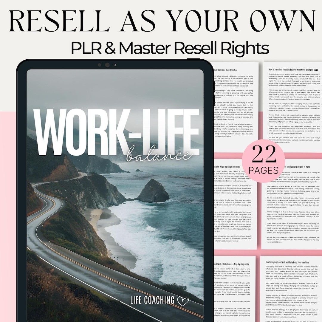 Work Life Balance Ebook: Personal Growth Guide, PLR & Master Resell ...