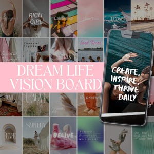 Kit Vision Board Canva MRR Affermazioni positive Modelli di Vision Board per la vita da sogno Vision Board stampabile Vision Board per la manifestazione Rivendita