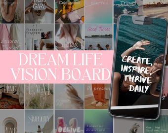 Vision Board Kit Canva MRR Positive Affirmations Dream Life Vision Board Templates Printable Vision Board Manifestation Vision Board Resell