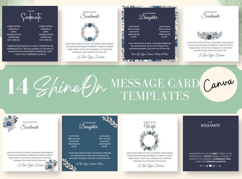 Blue Shineon Message Cards Template Jewelry Message Cards Etsy