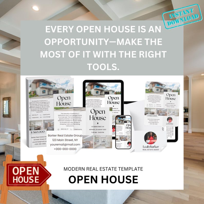 Editable Real Estate Open House Flyer Template: Modern Realtor ...