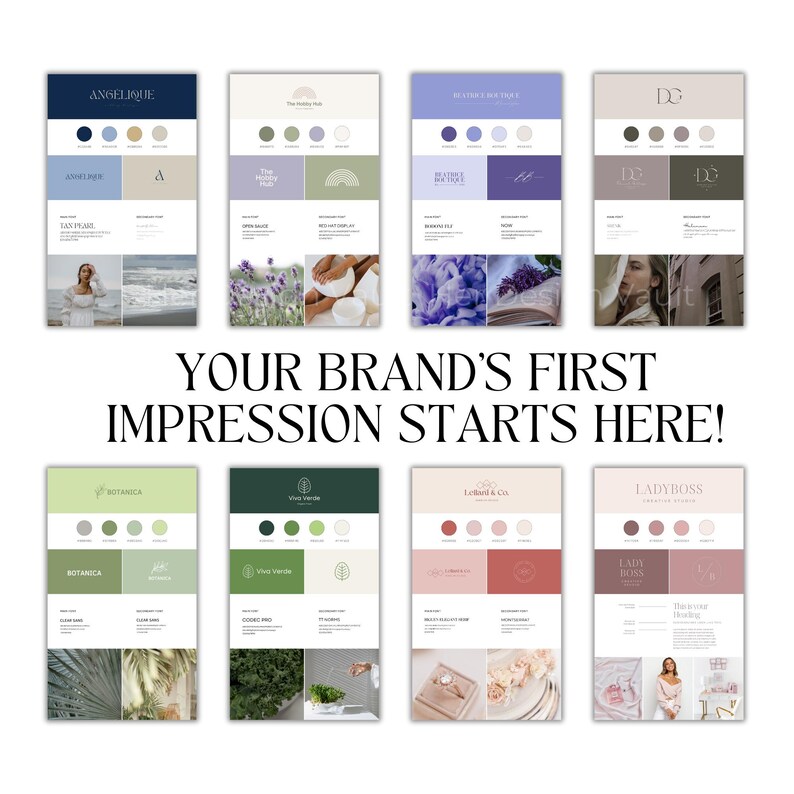 Brand Board Canva Template Business Branding Kit Template Editable Brand Board Bundle Logo & Color Palette Set PLR MRR Brand Identity Kit