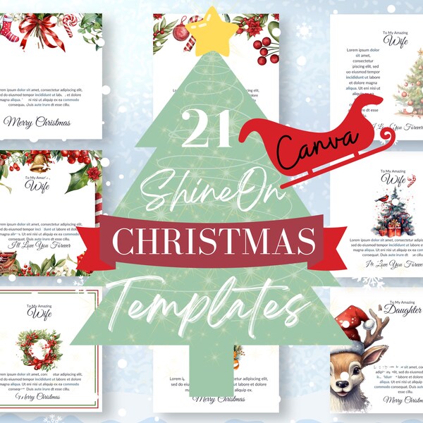 Christmas ShineOn Message Card Templates Holiday Jewelry Message Card Design For POD Sellers Winter Themed Editable Message Cards