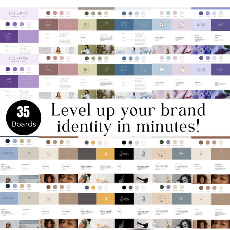 Brand Board Canva Template Business Branding Kit Template Editable Brand Board Bundle Logo & Color Palette Set PLR MRR Brand Identity Kit