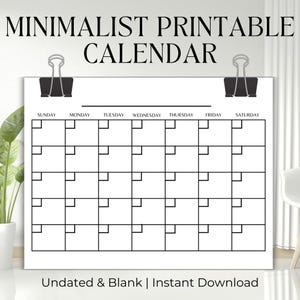 Blank Calendar Template Undated Calendar Digital Download Printable Wall Calendar PDF Monthly Calendar GoodNotes Friendly Calendar Printable