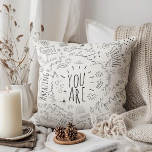 Positive Affirmations Pillow Inspirational Quote Gift Positive Vibes Home Decor Motivational Throw Pillow Self Care Gift