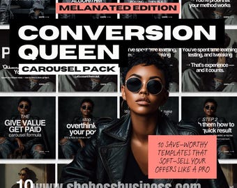 Boss Babe Instagram Carousel Templates Melanin Edition : Canva Social Media Posts (PLR & MRR Digital Product)