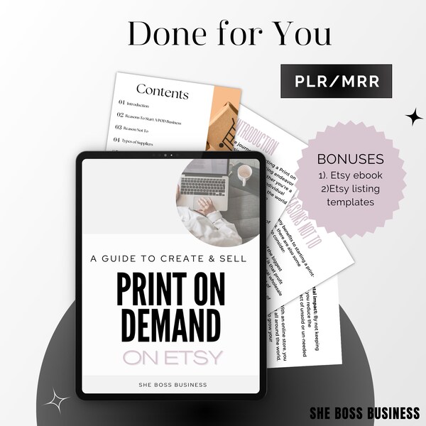 Done For You MRR POD For Beginner How to start a Print on Demand Business E-book Product Ideas POD Business Ideas Ebook Template with Resell