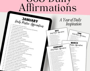 365 Daily Affirmations Printable: Self-Care & Mental Health (PDF)