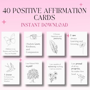 Affirmationskarten Printables Persönliches Wachstum Positive Affirmationen Vision Board Druckbare Dankbarkeit Affirmationskarten Digitaler Download