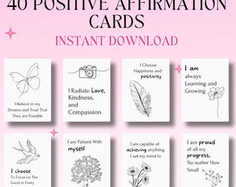 Printable Affirmation Cards: Personal Growth, Vision Board (Digital Download)