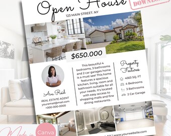 Realtor Open House Flyer Template: Editable Canva Design (Instant Download)