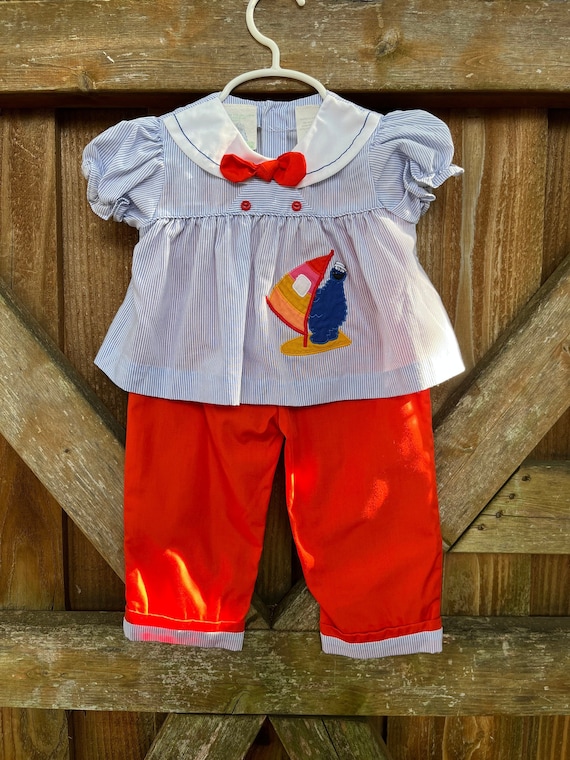 Vintage 80s Sesame Street Shirt and Pants Outfit … - image 1