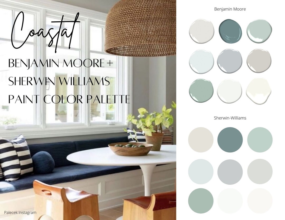 Coastal Home Color Palette, Interior Paint Palette, Prepackaged Coastal ...