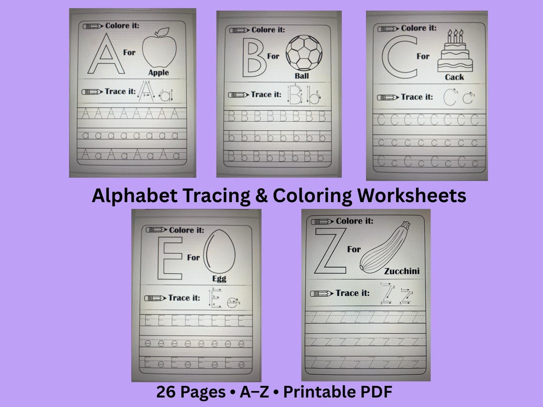 Alphabet Tracing Coloring Worksheets | A–Z Letter Practice for ...