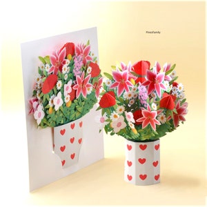G09-Pop Up Flower Bouquet Paper Craft Greeting Cards | Birthday, Valentine&#39;s day, Mother&#39;s day, Anniversary, All Occasions