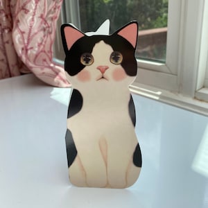 C10-Happy birthday greeting card for cat lovers (White and Black Cat)